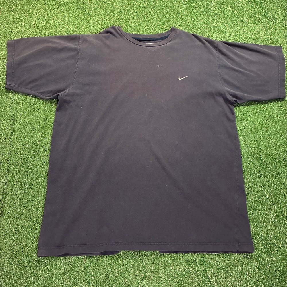 Y2K Nike T-shirt Navy Blue Swoosh Embroidered Sportswear T-Shirt